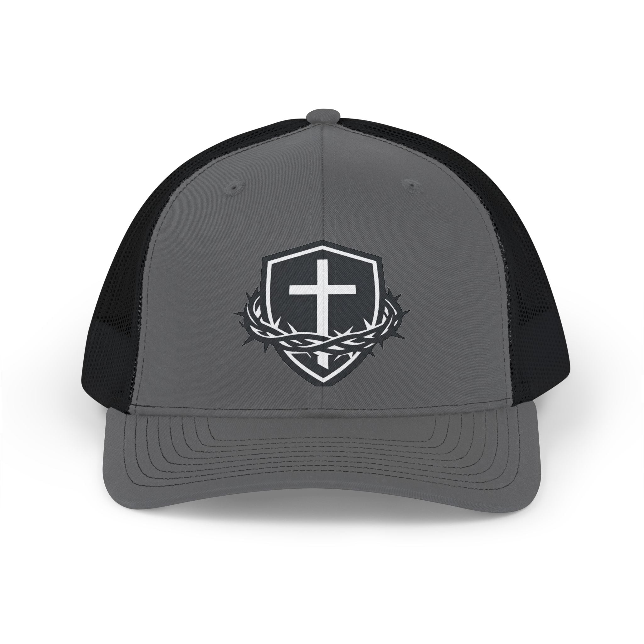Crown of Thorns Shield Cross Snapback Trucker Cap