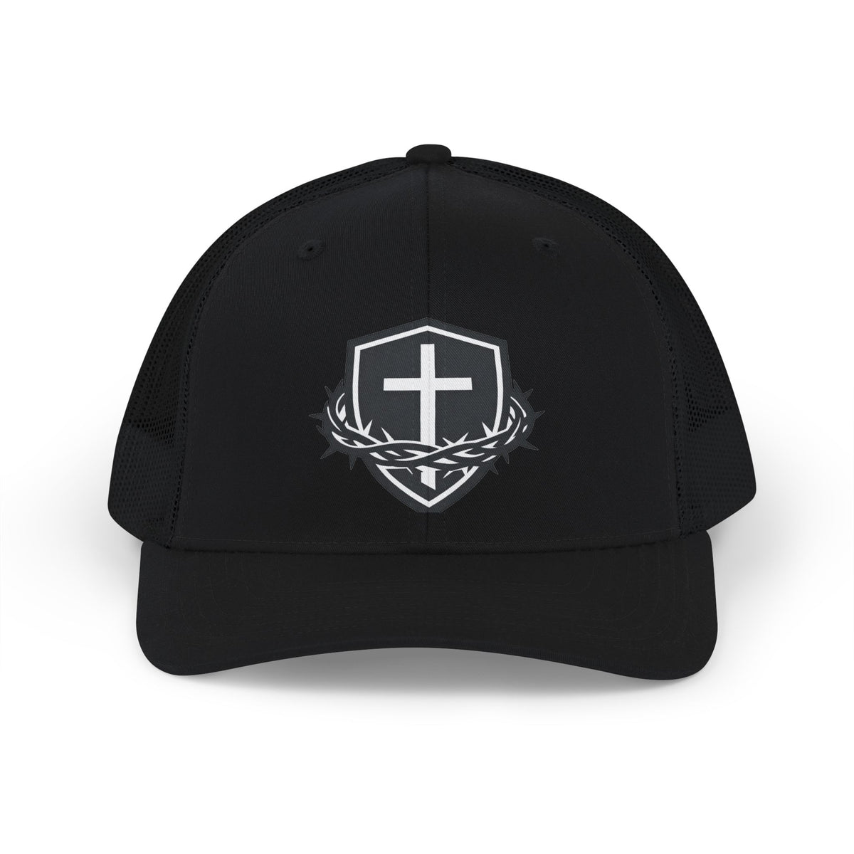 Crown of Thorns Shield Cross Snapback Trucker Cap