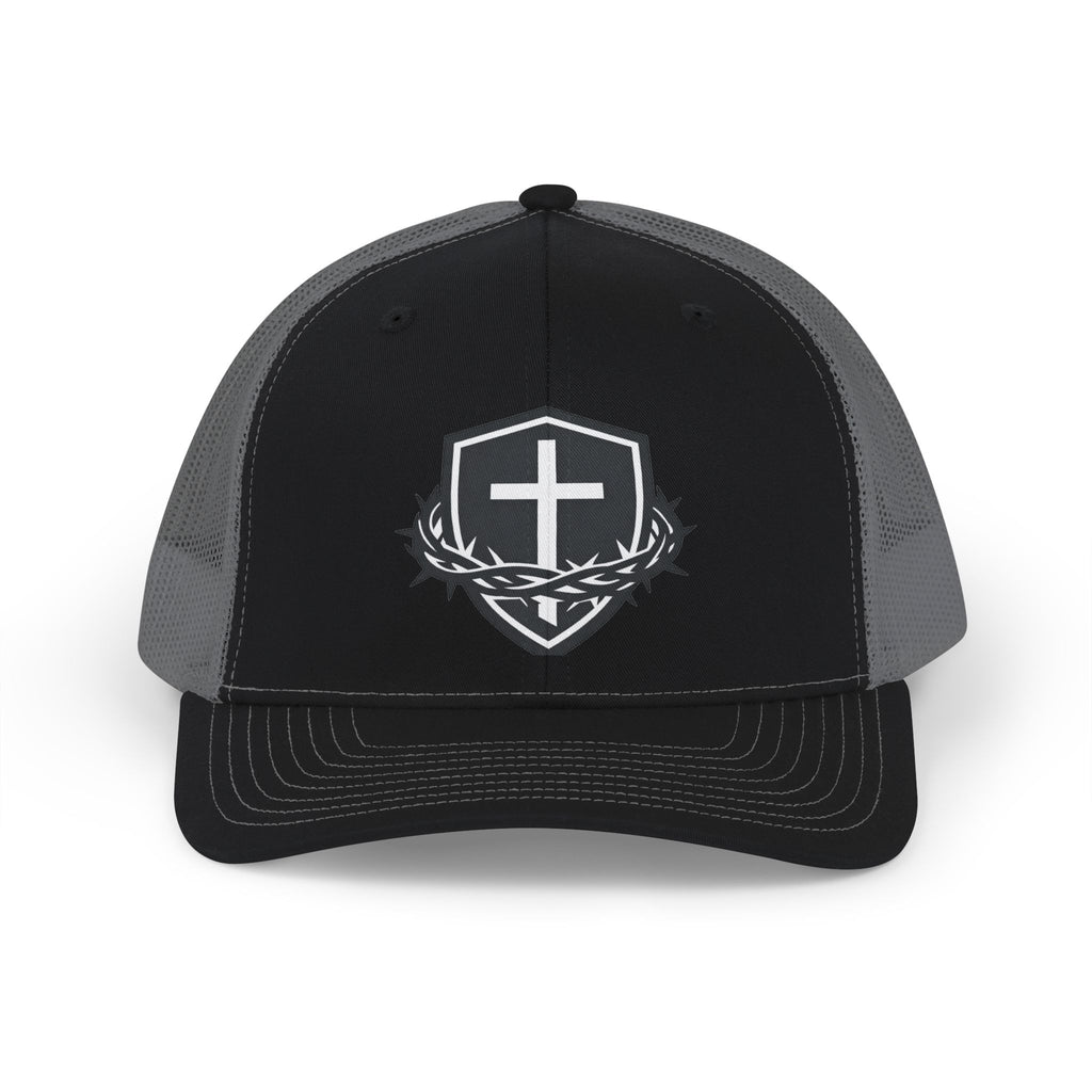 Crown of Thorns Shield Cross Snapback Trucker Cap